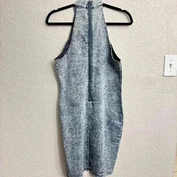 Denim Bodycon Stretch Mini Dress - Size L - Picture 4 of 5